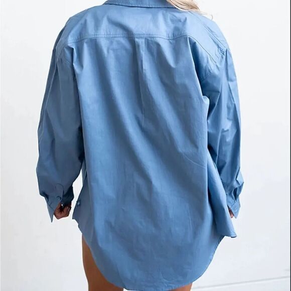 Azur fit oversized cotton tshirt blue size large - Picture 3 of 10